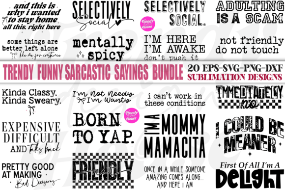 Download Funny Sarcastic Quotes Bundle SVG PNG - Quotes Collection