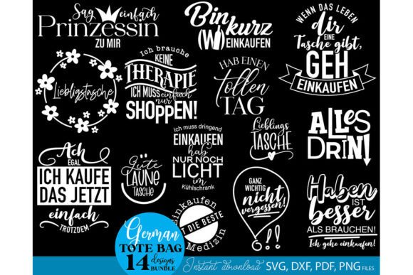 Download German Tote Bag Sprüche Bundle SVG PNG - Bundle svg png Collection