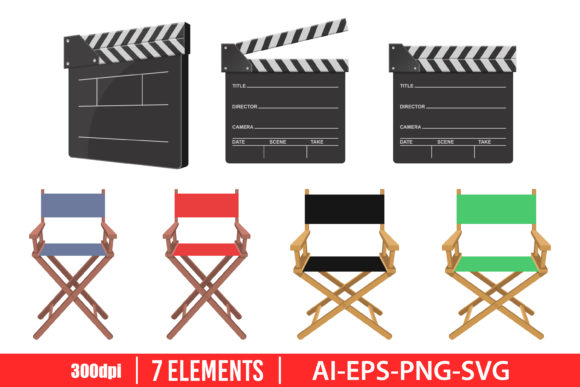 Download Clapboard and Director Chair Clipart - Director chair Collection