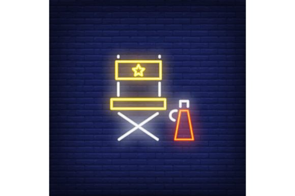 Download Director Chair Neon Sign. Luminous Signb - Premium Resources