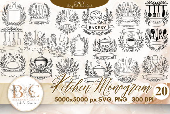 Download Kitchen Monogram Bundle SVG PNG - Bundle svg png Collection